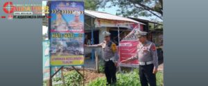 Satlantas Polres Takalar Pasang Papan Bicara: ” Hati-hati !!!, Daerah Rawan Kecelakaan”.
