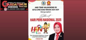 Ketua DPRD Bone Andi Tenri Walinonong.S.H, Mengucapkan Selamat Hari Pers Nasional 2025.
